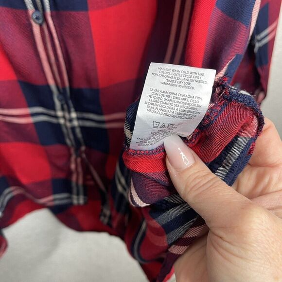 Woolrich Plaid‎ Button Down Shirt Women’s XXL Red Navy FALL Cabincore Gorpcore - Picture 10 of 10